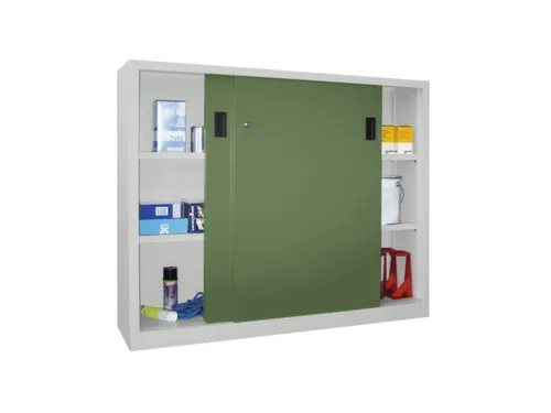 schuifdeurkast,HxBxD 1200x1500x400mm,RAL7035,front RAL6011