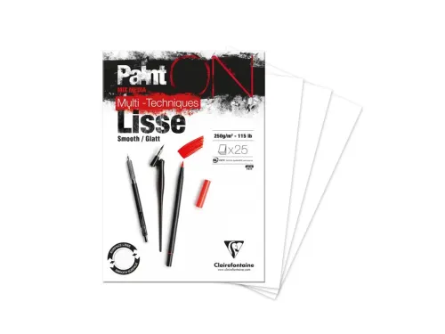 Tekenblok Clairefontaine Paint On A4 glad 25 vel 250gr wit