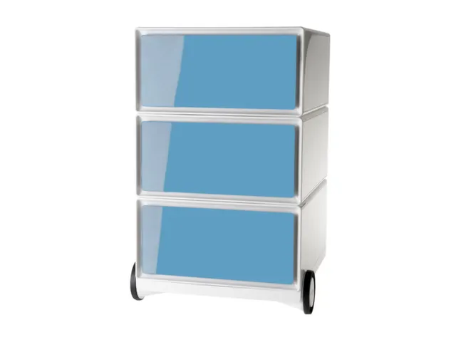 mobiel ladeblok,HxBxD 642x390x436mm,3lade(n),romp wit,front blauw