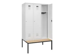 locker met bank,HxBxD 2120x1200x815mm,3vak,vak B 400mm,cilinderslot