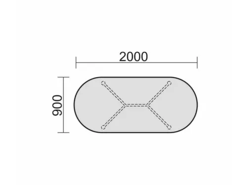 vergadertafel,HxBxD 720x2000x900mm,ovaal,4voeten RAL9006,ronde buis