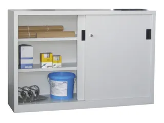 Schuifdeurkast 1000x1500x500mm 2 Oh Cilinderslot Tussenwand Ral7035 - 1