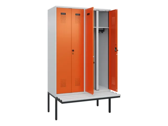 locker met bank,voor scheiding van kleding,HxBxD 2120x1200x815mm,4vak