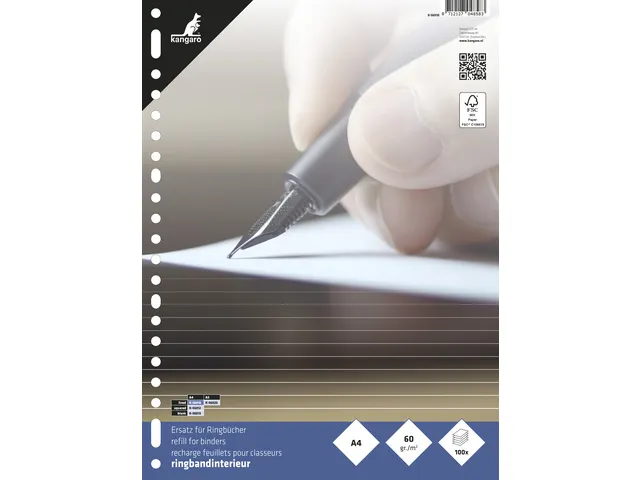 Ringbandinterieur Kangaro 23-gaats Gelinieerd + Voorlijn 100 Vel