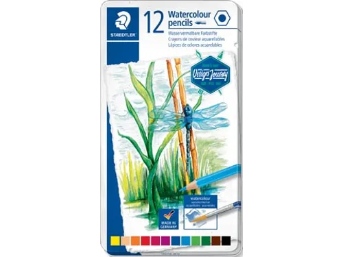 Aquarel Potlood, Metalen Doos Met 12 Kleuren