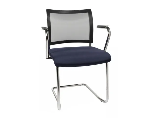 Chaise visiteur Accoudoirs Assise bleu foncé Dos maille noir