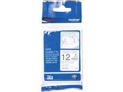 TZe stoffen lint voor P-Touch 12 mm zwart op wit