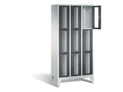 lockerkast 1850x900x500mm 3x3 vakken Cilinderslot Poten, RAL7021