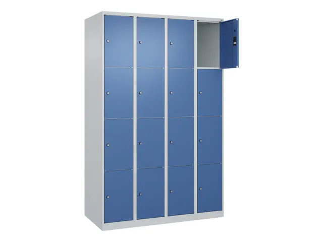 lockerkast,HxBxD 1850x1200x500mm,4x4vakken,vak B 300mm,cil.-slot