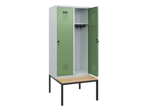 locker met bank,HxBxD 1950x800x815mm,2vak,vak B 400mm,draaigrendel