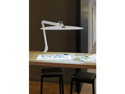 Werkpleklamp MAUL Work LED dimbaar met tafelklem Wit