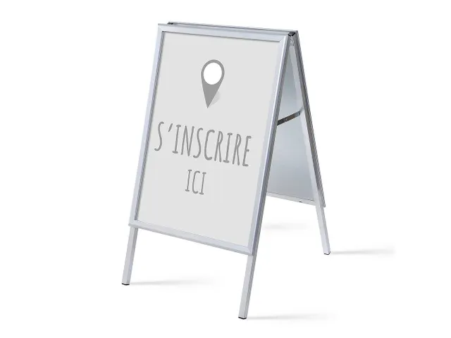 Stoepbord A1 complete set met print "S'incrire ici" Grijs