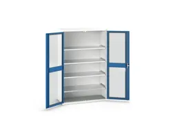 vitrinekast 2000x1300x550mm 4xStalen bodem romp RAL7035 front RAL5010