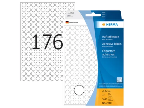 HERMA 2210 Multipurpose etiketten Rond 8mm Wit 5632 stuks