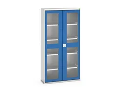 vitrinekast 2000x1050x350mm 4xStalen bodem romp RAL7035 front RAL5010