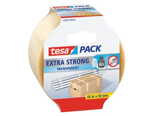 Verpakkingstape Tesapack Extra Strong 50mmx66m transparant PVC