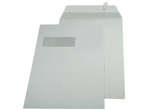 Zak Akte Envelop C4 229x324mm venster links strip naturel wit 250stuks