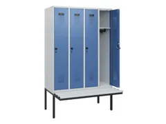 locker met bank,HxBxD 1950x1200x815mm,4vak,vak B 300mm,draaigrendel