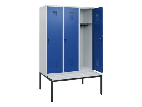 locker met bank,HxBxD 1950x1200x815mm,3vak,vak B 400mm,draaigrendel