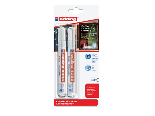 Krijtstift edding 4095 rond wit 2-3mm blister 2stuks