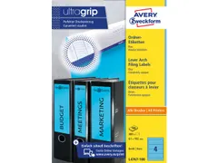 ordnerrugetiket Avery 192x61mm blauw 100 vel 4 etiketten per vel