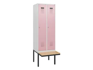 locker met bank,HxBxD 1950x600x815mm,2vak,vak B 300mm,cilinderslot - 2