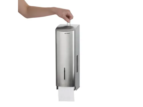 toiletpapierdispenser,HxBxD 377x117x130mm,v. 3rol(len),behuizing RVS