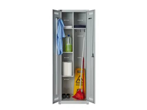 schoonmaakkast,HxBxD 1850x600x500mm,4vakken/kledingstang/haken