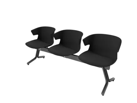 Wachtkamerbank 3Zittingen Kunststof Kuipen Zwart Frame Antraciet