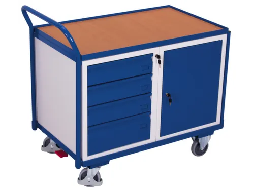Tafel- En Kastwagen 250kg Lxb 1000x600mm 4 Laden 1 Kast Ral 5010
