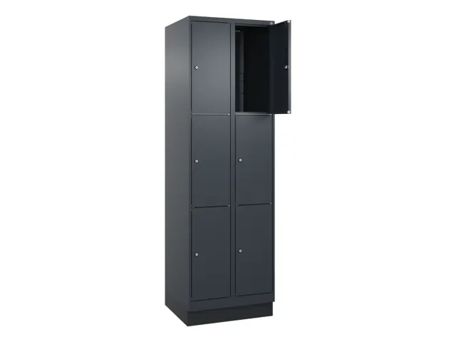 lockerkast,HxBxD 1950x600x500mm,2x3vakken,vak B 300mm,cil.-slot,sokkel
