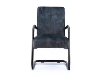 Luxe Vergaderstoel Dunton Antraciet Velours Zwart Sledeframe - 1