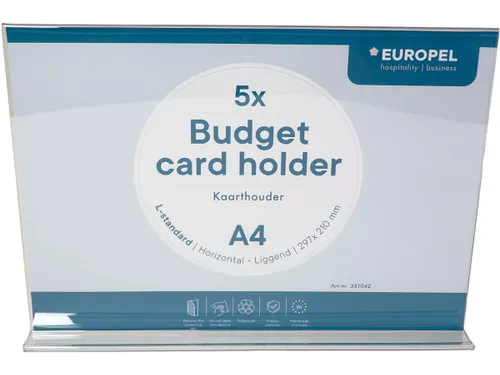 5x Kaarthouder Europel Budget T-Standaard A4 Liggend