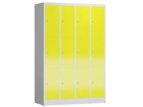 Lockerkast 1800x1185x500mm 4x3 vakken cilinderslot, sokkel, RAL1018