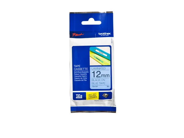 Ruban de lettrage Brother P-Touch TZe-531 standard 12mm noir sur bleu