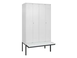 PBM-locker met bank,HxBxD 2120x1200x815mm,4vak,vak B 300mm,cil.-slot