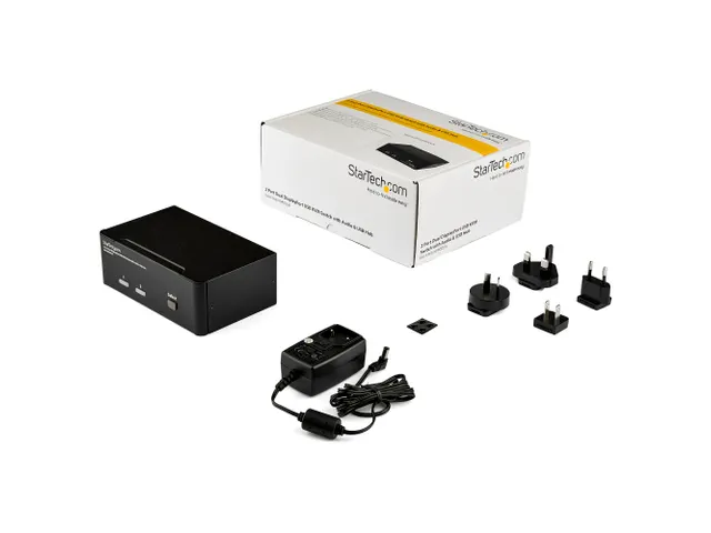 2-poorts dubbele DisplayPort USB KVM-switch met audio en USB 2.0 hub