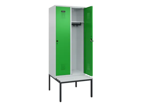 locker met bank,HxBxD 2120x800x815mm,2vak,vak B 400mm,draaigrendel
