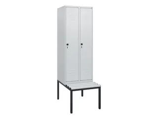 locker met bank,HxBxD 1950x600x815mm,2vak,vak B 300mm,draaigrendel - 1