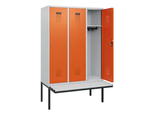 locker met bank,HxBxD 1950x1200x815mm,3vak,vak B 400mm,cilinderslot