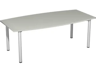 vergadertafel HxBxD 72x200x80cm vatvormig Lichtgrijs 4voeten Alu - 3