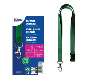 Lanyard Avery rPET groen 440x15mm met karabijnhaak 10 stuks - 2