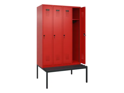 locker met bank,HxBxD 2120x1200x815mm,4vak,vak B 300mm,draaigrendel