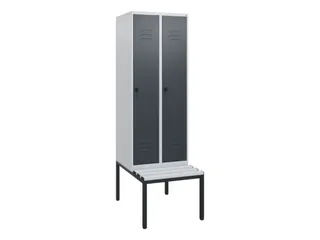 locker met bank,HxBxD 1950x600x815mm,2vak,vak B 300mm,draaigrendel - 1