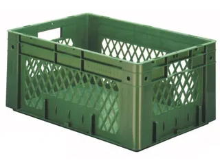 Euronorm Stapelkrat 270x600x400mm 50l Opengewerkt/Bodem Gesl. Groen - 1
