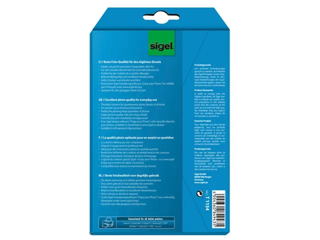 inkjetfotopapier Sigel 10x15cm wit hoogglans 195 gram 50+50 vel gratis