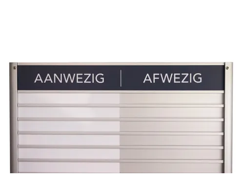 Menoor In-Uit bord 60 namen Aluminium Aanwezig/Afwezig Donkerblauw