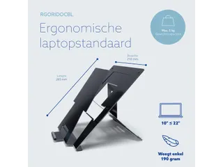 Laptopstandaard R-Go Riser Documenthouder Zwart - 7