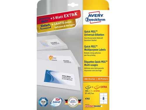 etiket Avery ILK 97x67.7mm 25 vel+5 vel extra 8 etiketten per vel wit