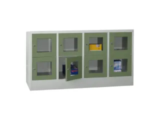 lockerkast,HxBxD 855x1600x500mm,4x2vakken,RAL7035,front RAL6011 - 2